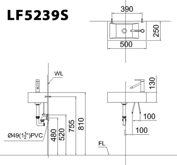 ban ve ki thuat chau rua mat lavabo caesar lf5239s dat ban