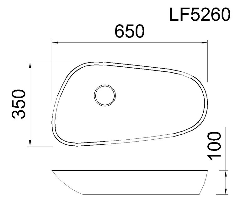 Bản vẽ kĩ thuật chậu lavabo CAESAR LF5260 đặt bàn