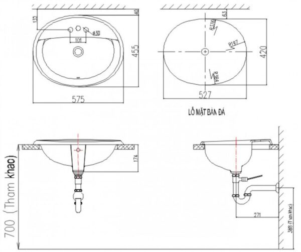 ban ve ki thuat chau rua mat lavabo inax l 2395v duong vanh
