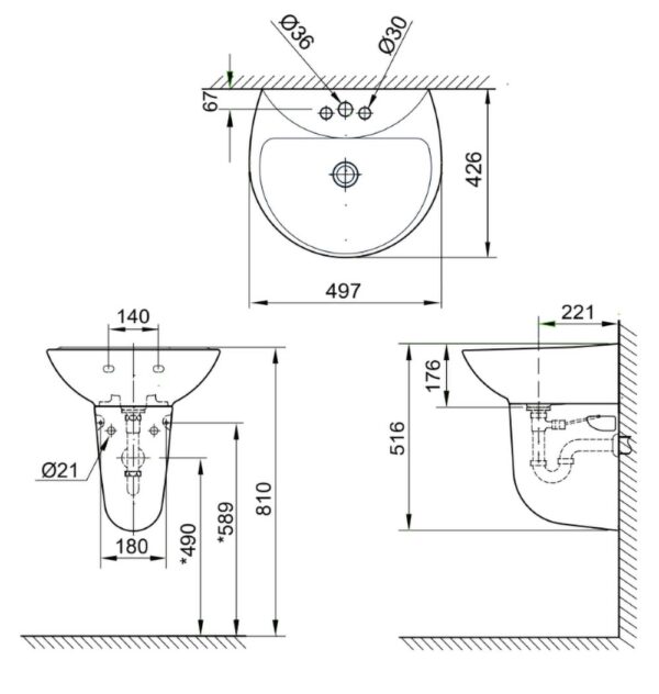 ban ve ki thuat chau rua mat lavabo inax l 285v ec fc l 288vc chan lung treo tuong