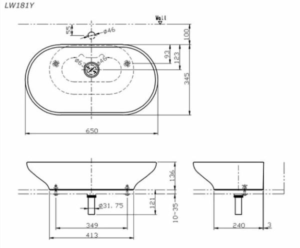 ban ve ki thuat chau rua mat lavabo toto lw181y dat ban
