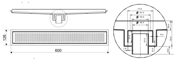 ban ve ki thuat ga thoat san inax pbfv 600 kieu dai 600x100mm