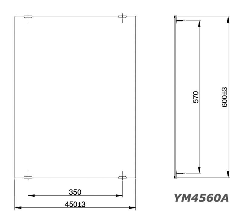 Bản vẽ kĩ thuật Gương phòng tắm TOTO YM4560A chống mốc 450x600mm