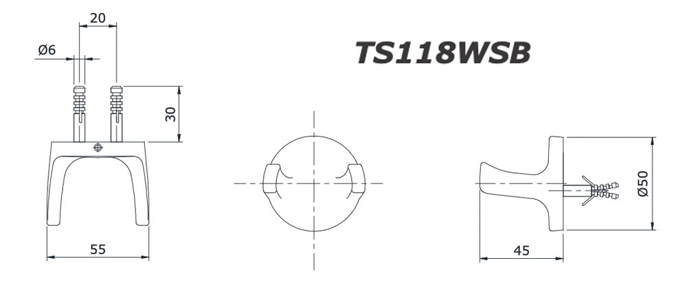 Bản vẽ kĩ thuật Móc áo TOTO TS118WSB