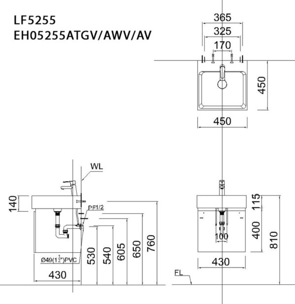 ban ve ki thuat tu chau lavabo caesar lf5255 eh05255atgv eh05255av eh05255awv