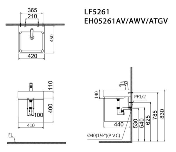 ban ve ki thuat tu chau lavabo caesar lf5261 eh05261av eh05261awv eh05261atgv