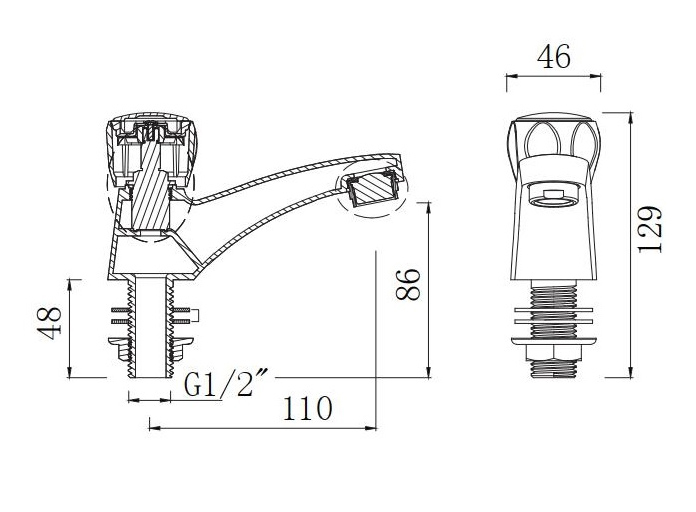 Bản vẽ kỹ thuật Vòi lavabo American Standard W.116 (W116) dòng Sandra lạnh