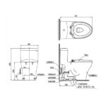 ban ve ky thuat bon cau 1 khoi toto ms885dw6 nap dien tu washlet