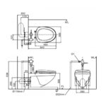 ban ve ky thuat bon cau inax c 22pv treo tuong 1000x1000