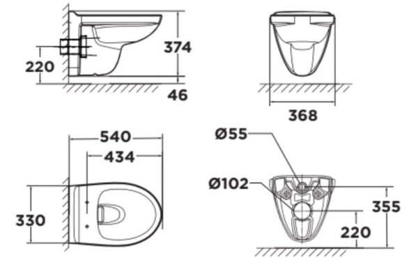 ban ve ky thuat bon cau treo tuong american standard wp 2207 compact codie