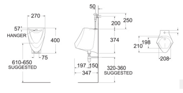 ban ve ky thuat bon tieu nam american standard wall vf 0412