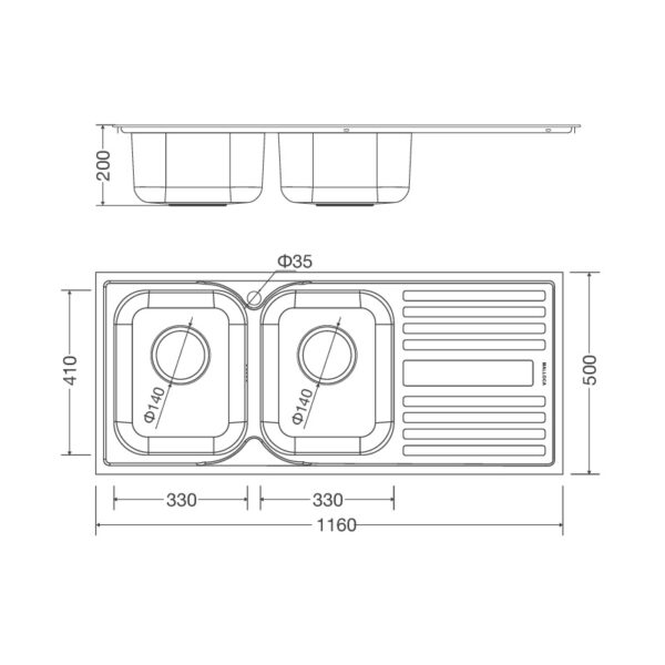 ban ve ky thuat chau rua bat inox malloca ms 1025r new