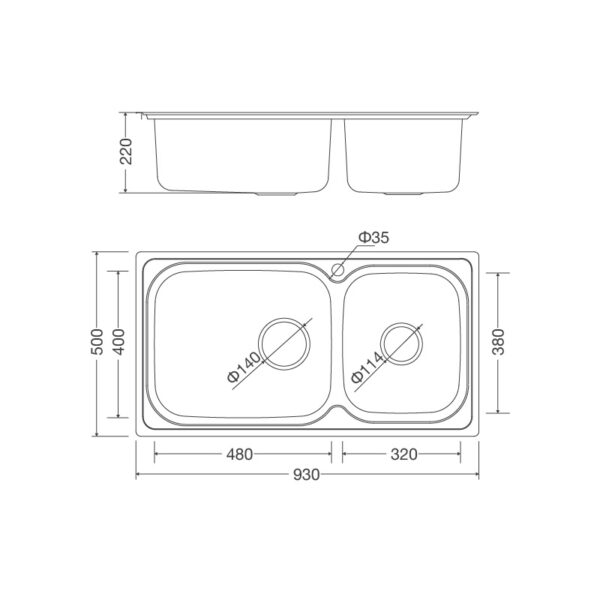 ban ve ky thuat chau rua bat inox malloca ms 2025