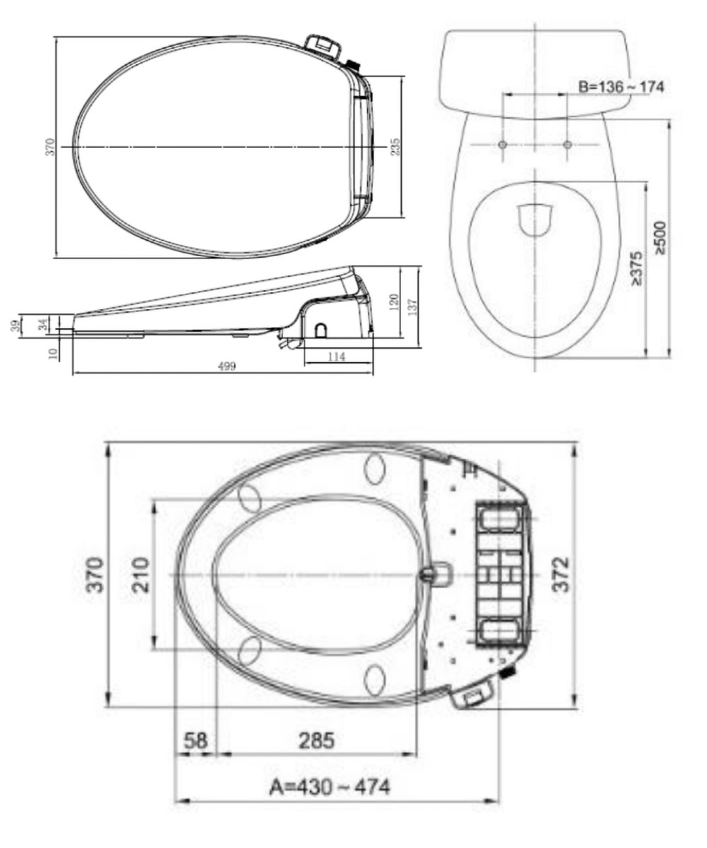 Bản-vẽ-kỹ-thuật-Nắp-bồn-cầu-American-Standard-SLIM00001-WT-Slim-rửa-cơ