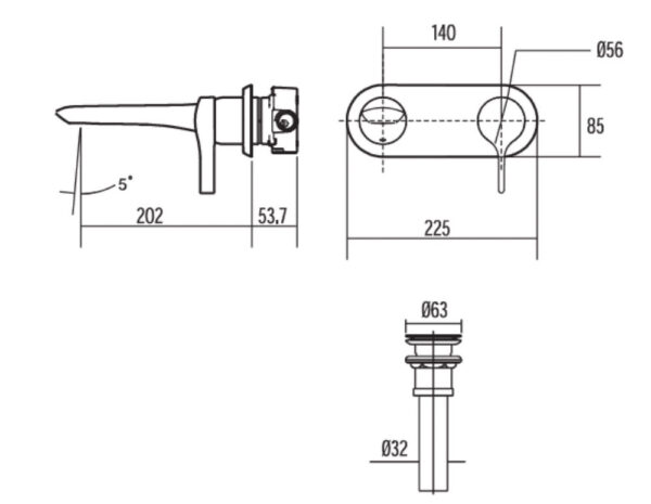 ban ve ky thuat voi chau lavabo american standard wf 6804 ids gan tuong nong lanh