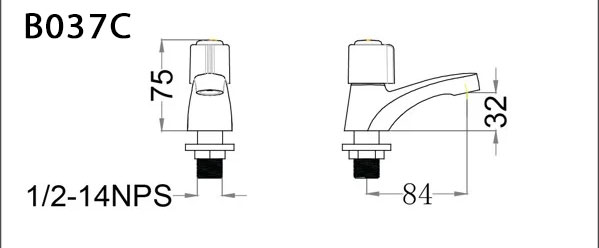 Bản vẽ kỹ thuật Vòi lavabo CAESAR B037C lạnh
