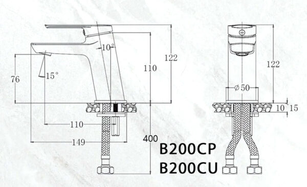 ban ve ky thuat voi chau lavabo caesar b200cp b200cu nong lanh