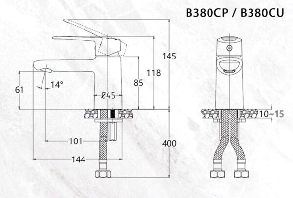 ban ve ky thuat voi chau lavabo caesar b380cp b380cu nong lanh