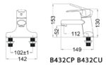 ban ve ky thuat voi chau lavabo caesar b432cp b432cu nong lanh