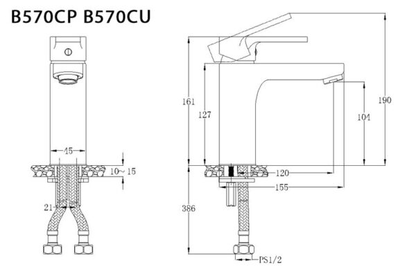 ban ve ky thuat voi chau lavabo caesar b570cp b570cu nong lanh