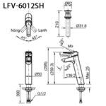 ban ve ky thuat voi chau lavabo inax lfv 6012sh nong lanh 1 lo co cao