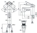 ban ve ky thuat voi chau lavabo inax lfv 612s nong lanh 1 lo