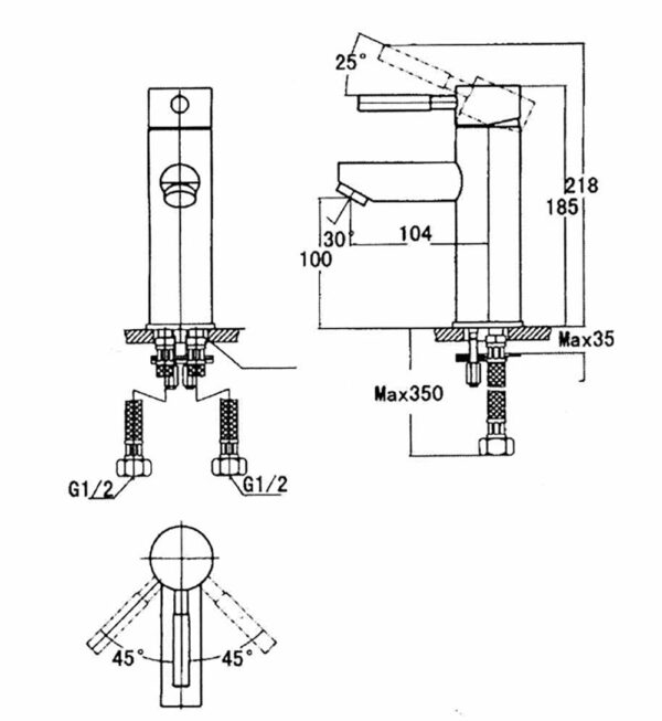 ban ve ky thuat voi chau lavabo inax lfv 8000s nong lanh 1 lo