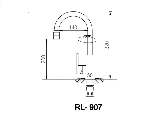 Bản vẽ kỹ thuật Vòi rửa bát ROSLERER RL-368 nóng lạnh