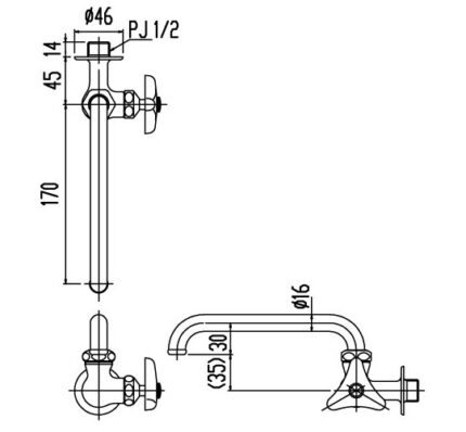 ban ve ky thuat voi gan tuong inax lf 16 13