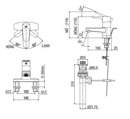 ban ve ky thuat voi inax nong lanh lfv 1201s 1