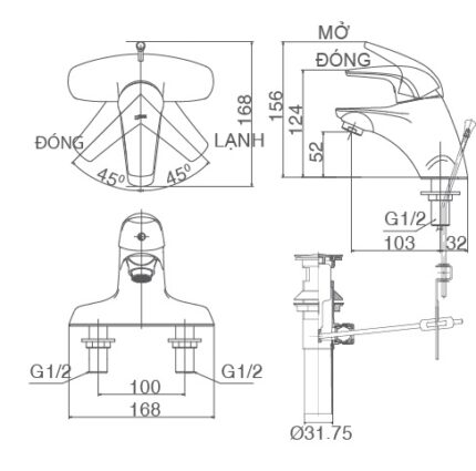 ban ve ky thuat voi inax nong lanh lfv 3001s