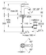 ban ve ky thuat voi lavabo 23303igo grohe grandera size s
