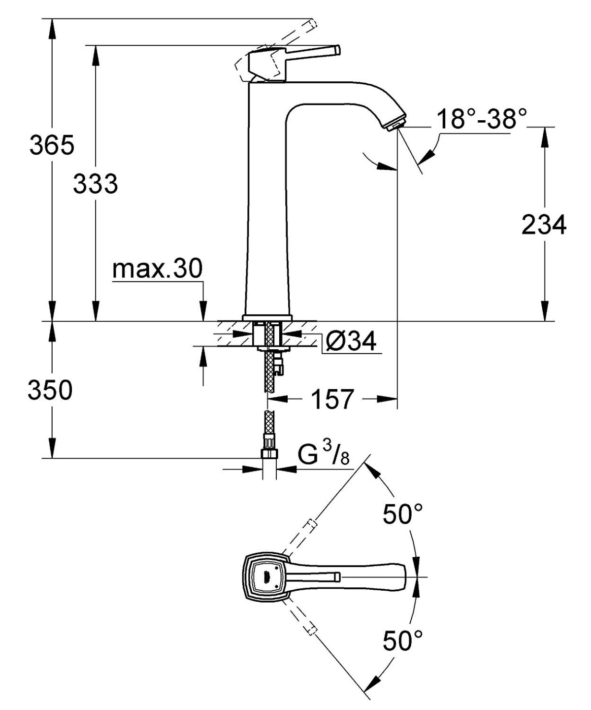 ban ve ky thuat voi lavabo 23313igo grohe grandera size xl