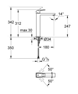 ban ve ky thuat voi lavabo 23405001 grohe eurocube size xl