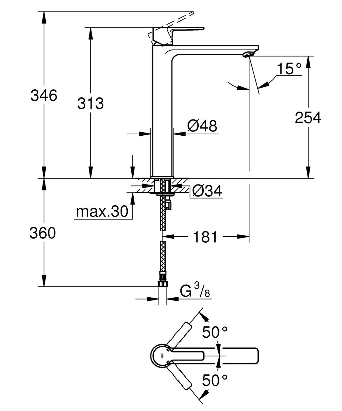 ban ve ky thuat voi lavabo 23405001 grohe lineare new size xl