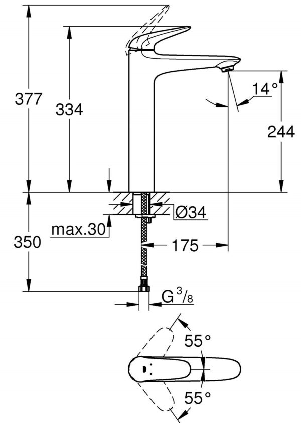 ban ve ky thuat voi lavabo 23719003 grohe eurostyle size xl