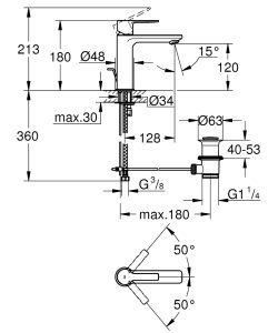 ban ve ky thuat voi lavabo 32114001 grohe lineare new size s