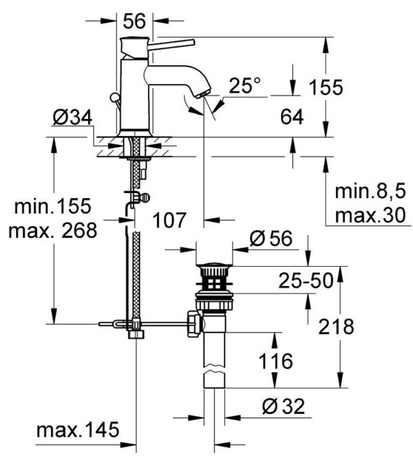 ban ve ky thuat voi lavabo 32862000 grohe bauclassic size s