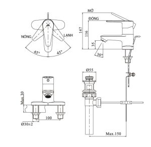ban ve ky thuat voi lavabo inax lfv 1102s 1
