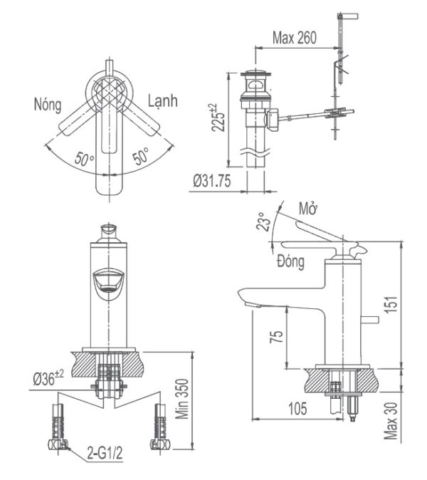 ban ve ky thuat voi lavabo inax lfv 4102s