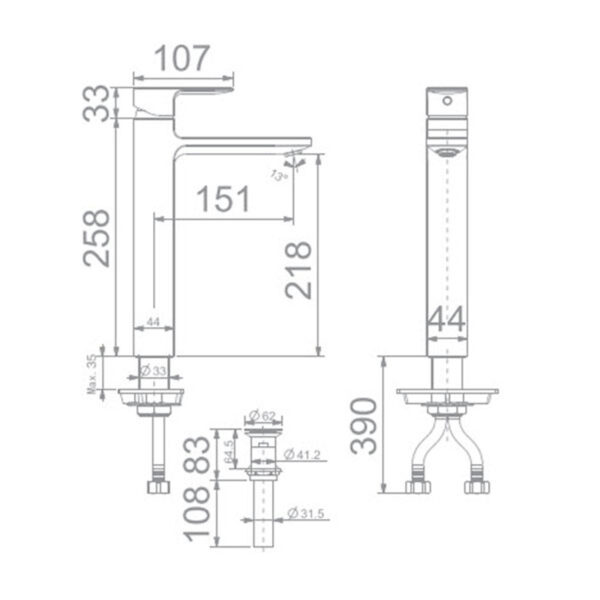 ban ve ky thuat voi lavabo nong lanh cao co american standard acacia e wf 1302ffas1302