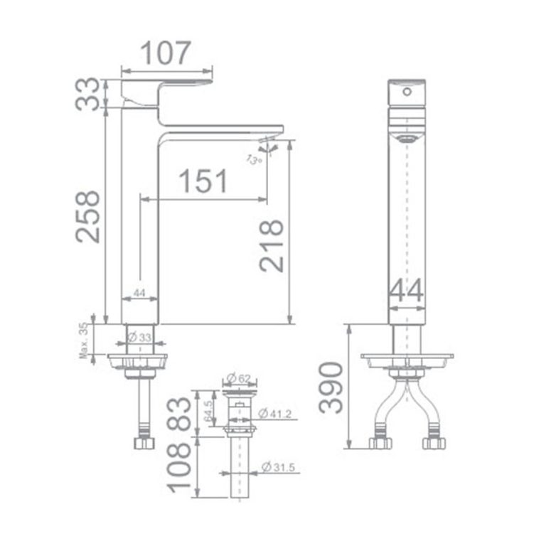 ban ve ky thuat voi lavabo nong lanh cao co american standard acacia e wf 1302ffas1302
