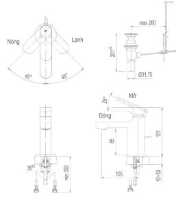 ban ve ky thuat voi lavabo nong lanh inax lfv 6002s
