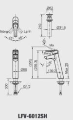 ban ve ky thuat voi lavabo nong lanh inax lfv 6012sh