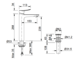 ban ve ky thuat voi lavabo nong lanh vo cao inax lfv 502sh