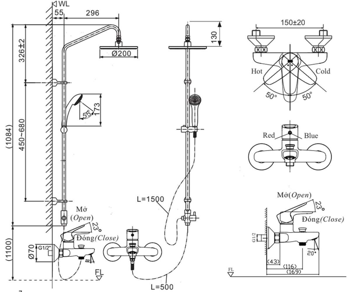 ban ve ky thuat voi sen cay inax bfv 1115s nong lanh