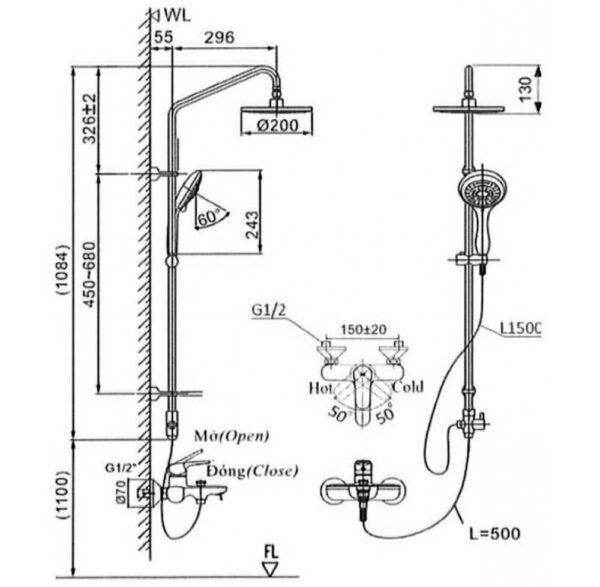 ban ve ky thuat voi sen cay inax bfv 1405s nong lanh