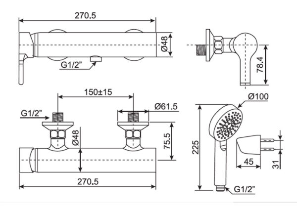 ban ve ky thuat voi sen tam american standard wf 3912 dong active