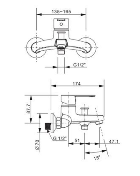 Bản vẽ kỹ thuật Vòi Sen Tắm American Standard WF-6511 dòng Seva