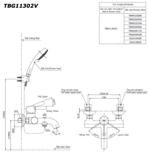 ban ve ky thuat voi sen tam toto tbg11302v nong lanh